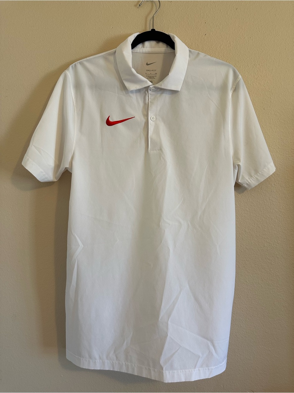 Nike White Polo Shirt with Red Swoosh